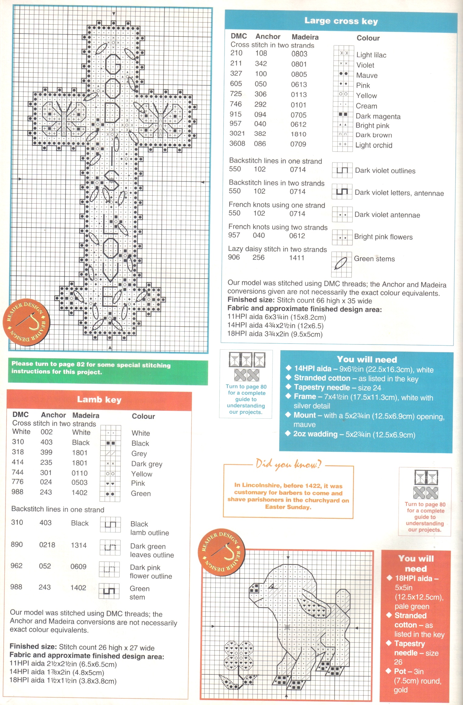 Large cross and lamb cross stitch pattern