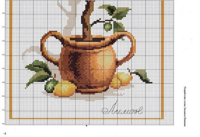 Lemon tree cross stitch pattern (2)