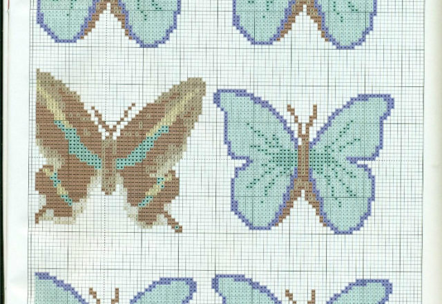 Light blue butterflies cross stitch pattern (3)