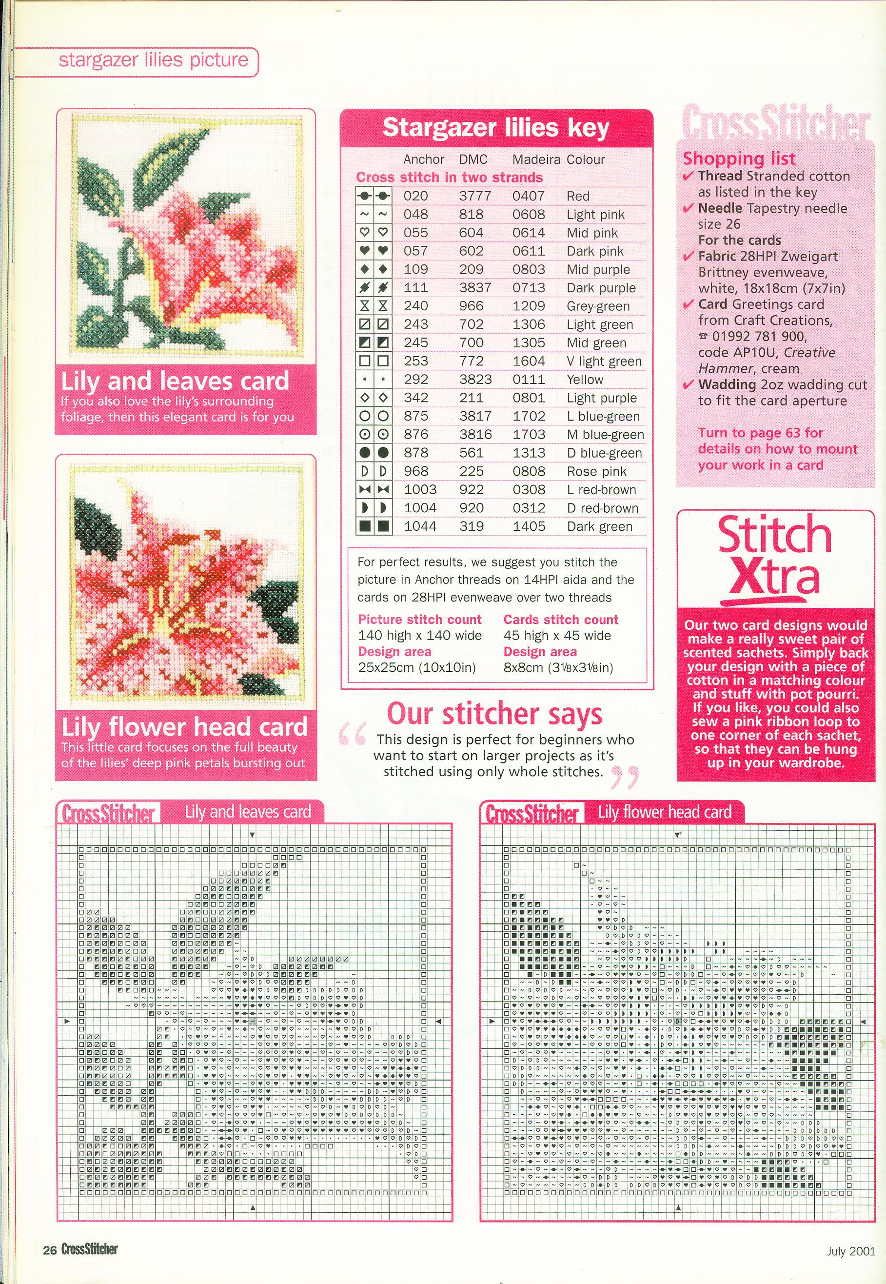 Lilies flowers cross stitch pattern