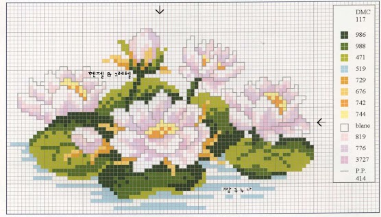 Lily flowers cross stitch pattern