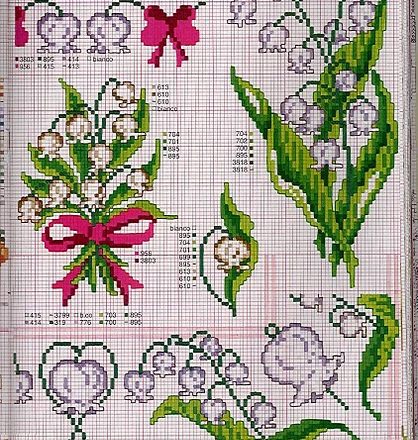 Lily of the valley flowers cross stitch pattern