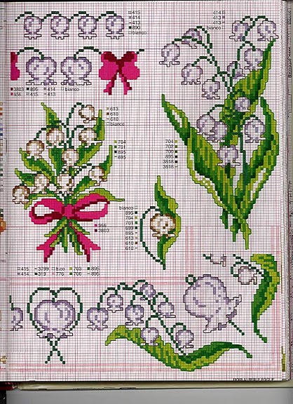 Lily of the valley flowers cross stitch pattern