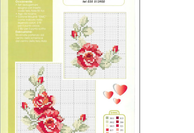 Little and beautiful red rose cross stitch pattern
