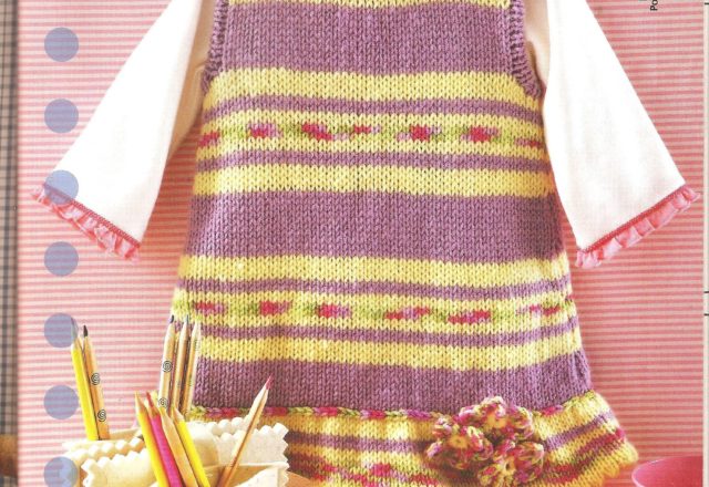Little and colored dress for baby-girl knitting pattern (1)
