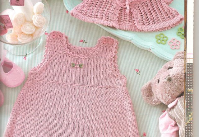 Little pink fress for baby-girl knitting pattern (1)