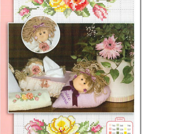 Little red and yellow flowers cross stitch pattern