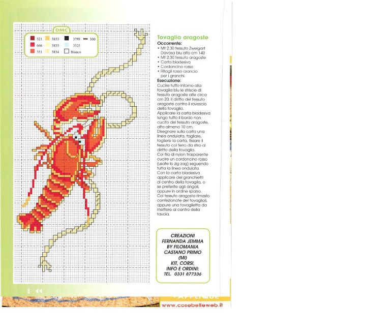 Lobster cross stitch pattern