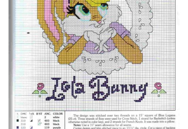 Lola Bunny simple cross stitch pattern