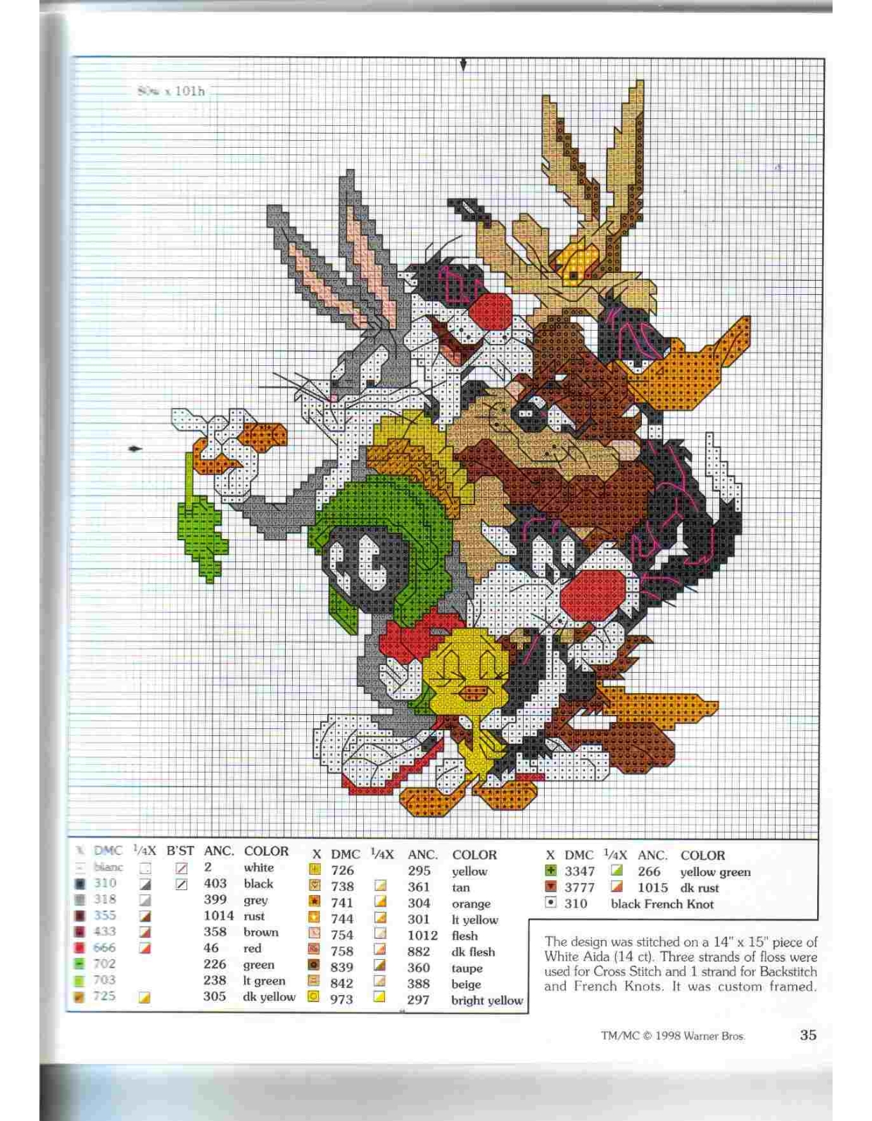 Looney Tunes characters cross stitch patterns