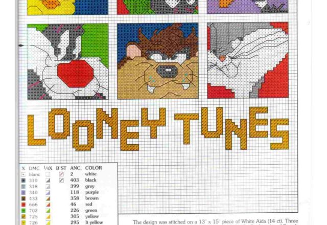 Looney Tunes text with Looney Tunes character faces