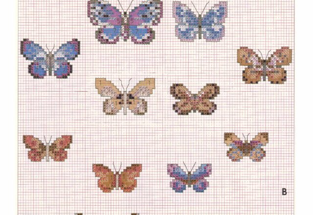 Many colored butterflies cross stitch patterns