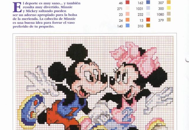Mickey Mouse and Minnie two runners cross stitch patterns
