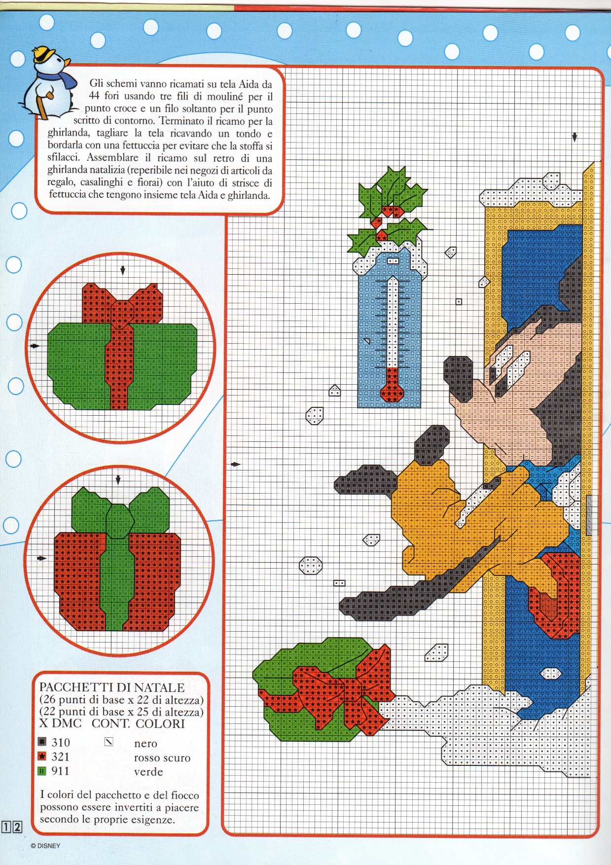 Mickey Mouse cross stitch pattern in a garland (1)