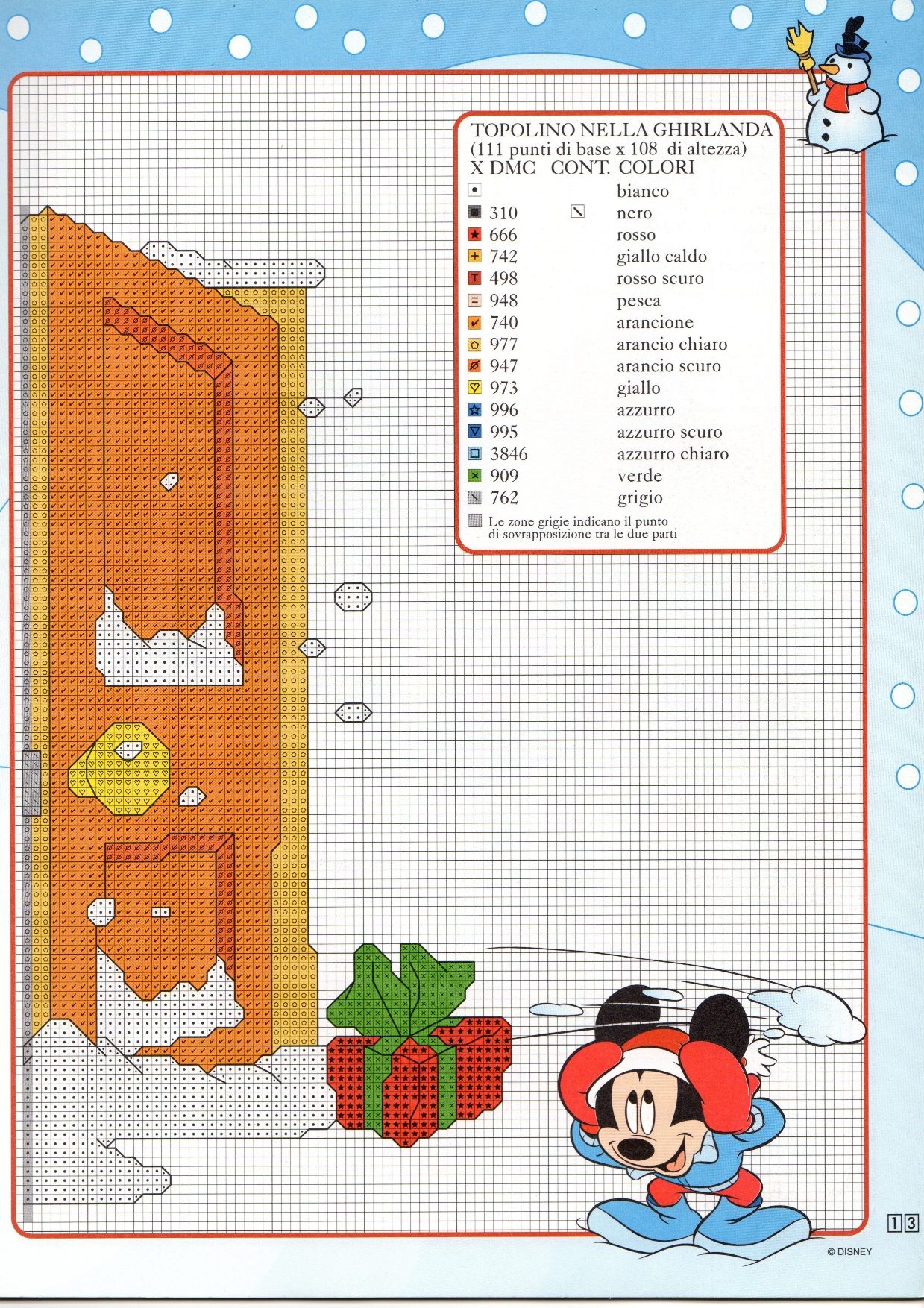 Mickey Mouse cross stitch pattern in a garland (2)