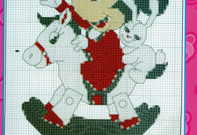 Mickey Mouse on rocking horse bib cross stitch idea (2)