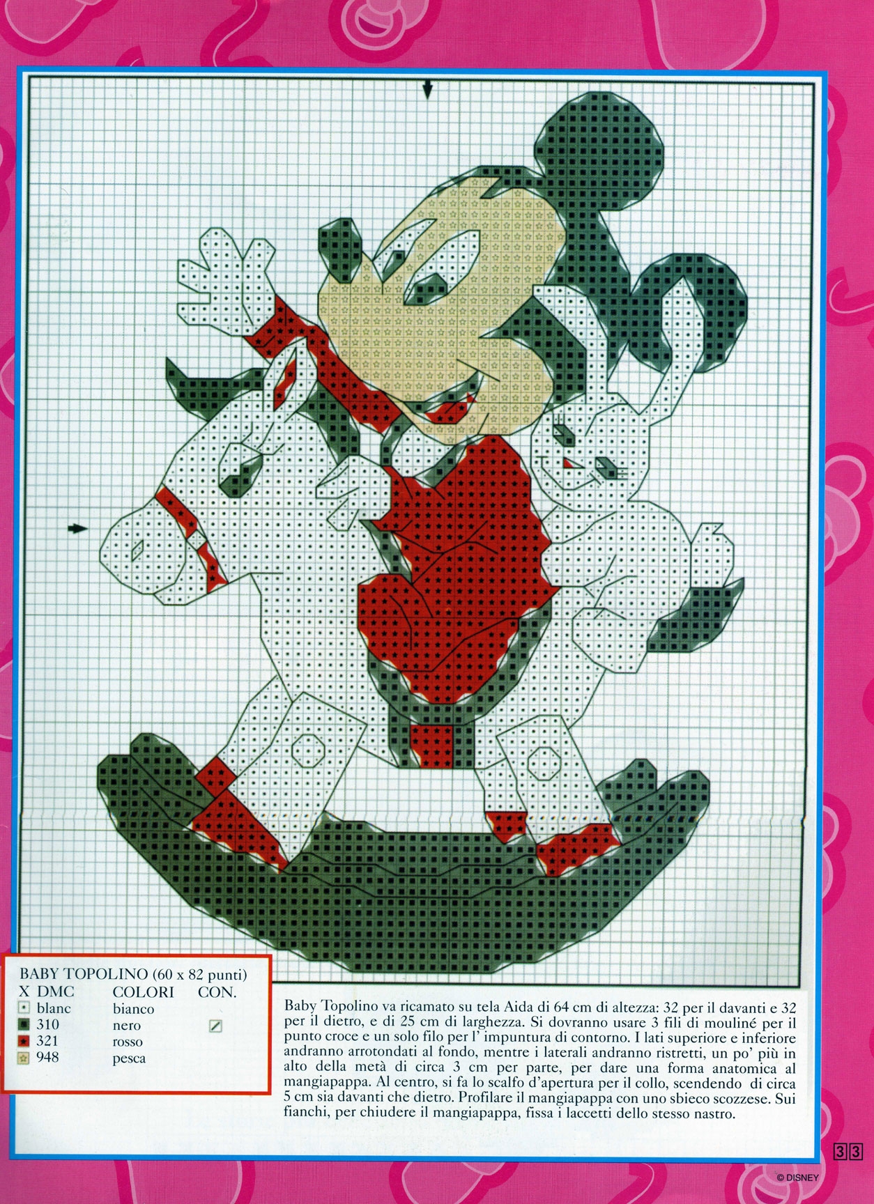 Mickey Mouse on rocking horse bib cross stitch idea (2)