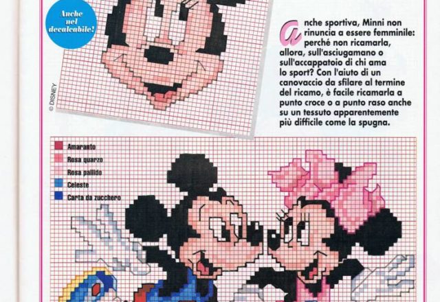 Minnie and Mickey Mouse sport cross stitch pattern