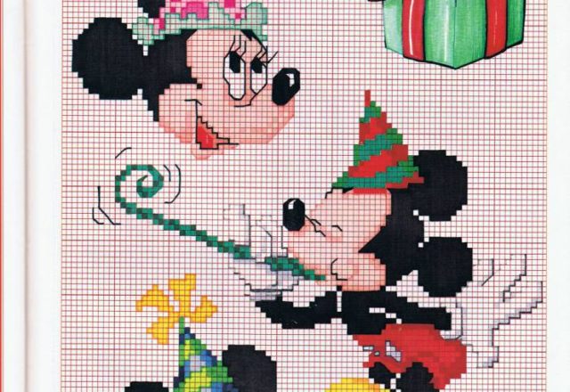 Minnie and Mickey cross stitch patterns for Birthday