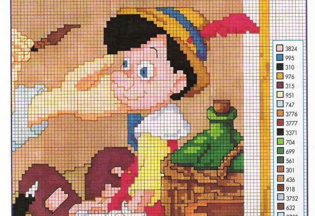Mister Geppetto and Pinocchio cross stitch pattern (2)