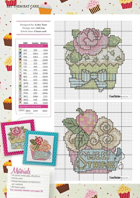 Mixed cupcakes cross stitch pattern (1)