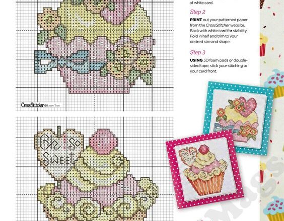 Mixed cupcakes cross stitch pattern (2)