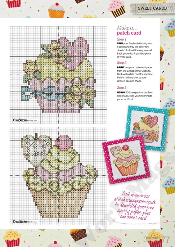 Mixed cupcakes cross stitch pattern (2)