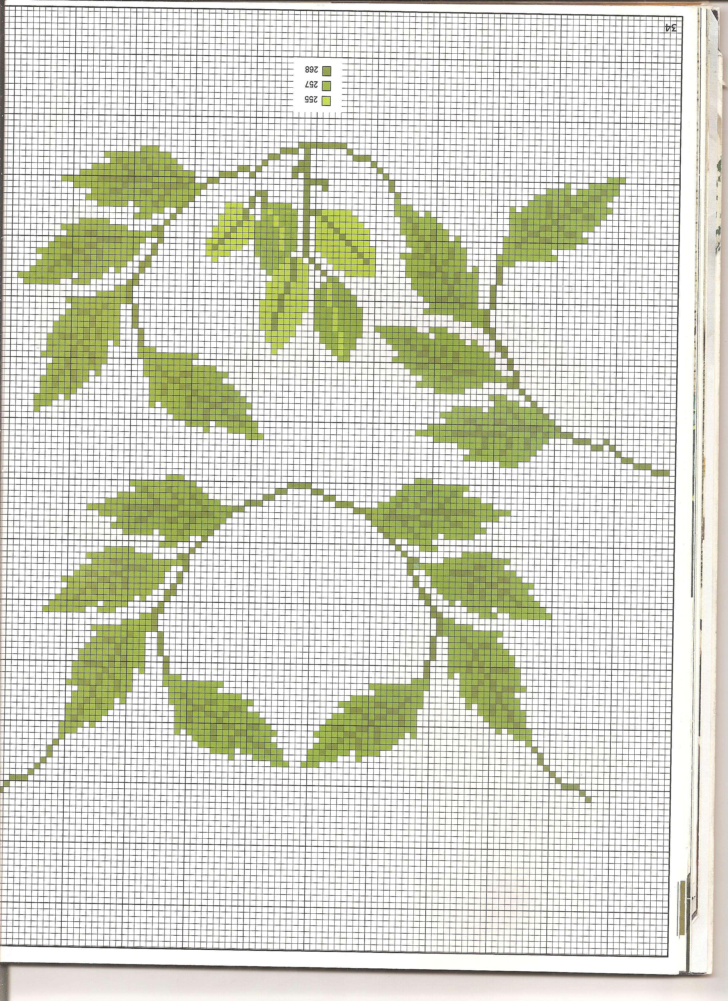 Mixed green leaves cross stitch pattern (3)