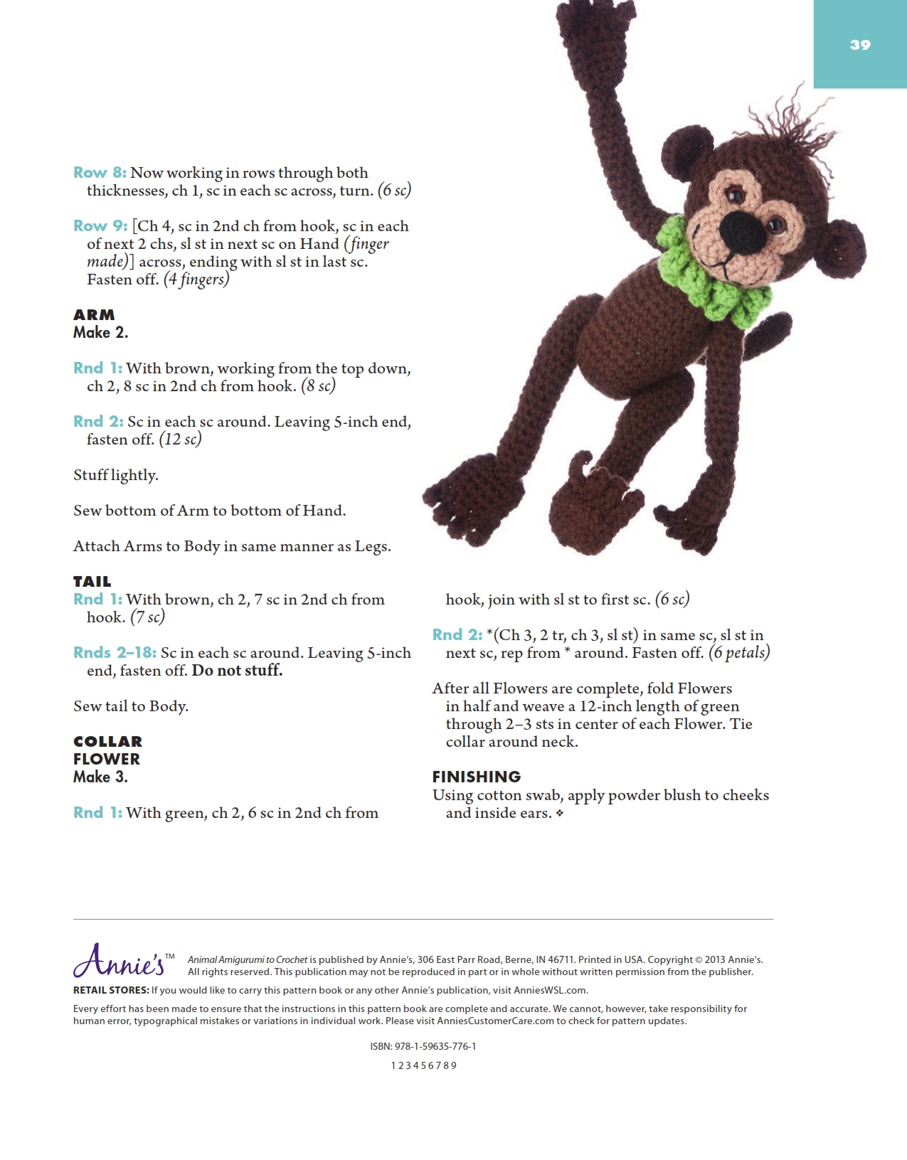 Monkey with green collar amigurumi pattern (5)