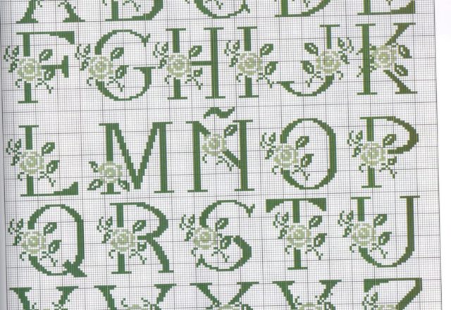 Monochrome alphabet with roses