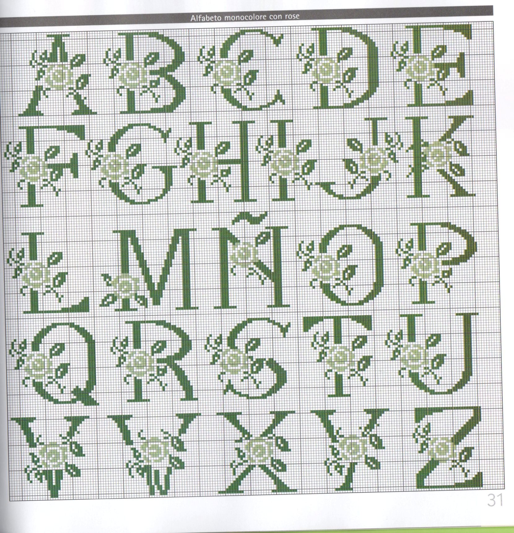 Monochrome alphabet with roses