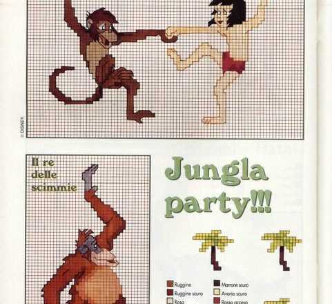 Mowgli from The Jungle Book cross stitch pattern free