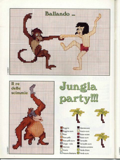 Mowgli from The Jungle Book cross stitch pattern free