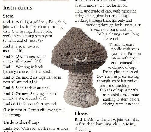 Mushroom amigurumi pattern
