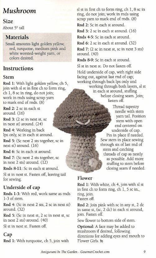Mushroom amigurumi pattern
