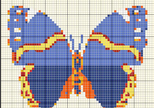 Nice cross stitch butterfly blue and yellow