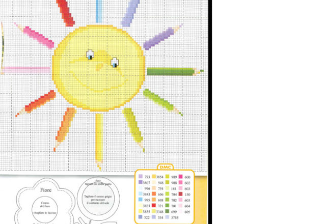 Nursery school sun with colored pencils