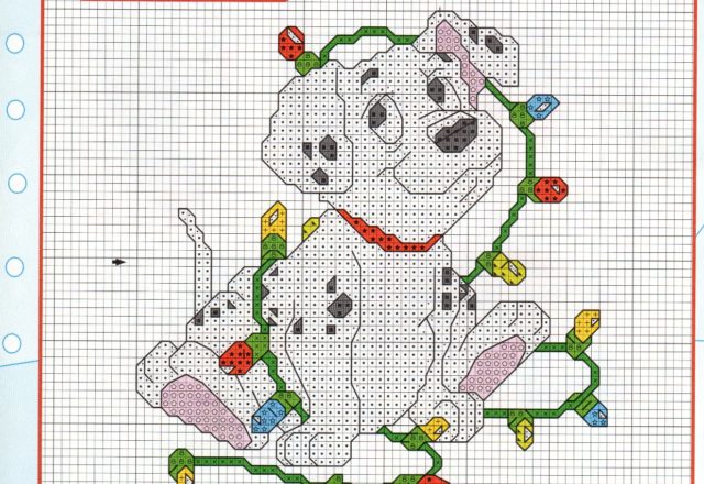 One Hundred and One Dalmatians with Christmas lights