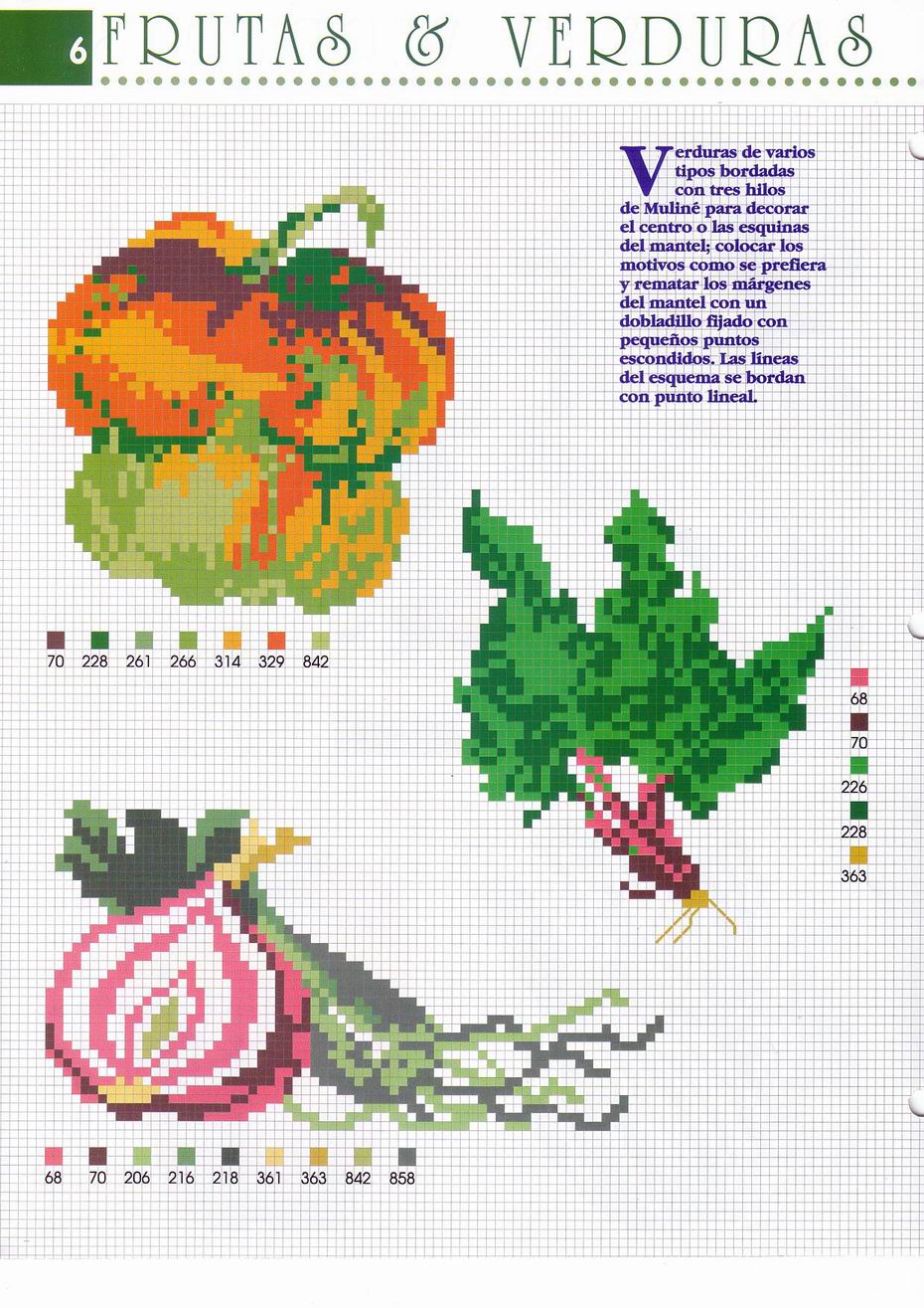 Onion and bell pepper vegetables to cross stitch
