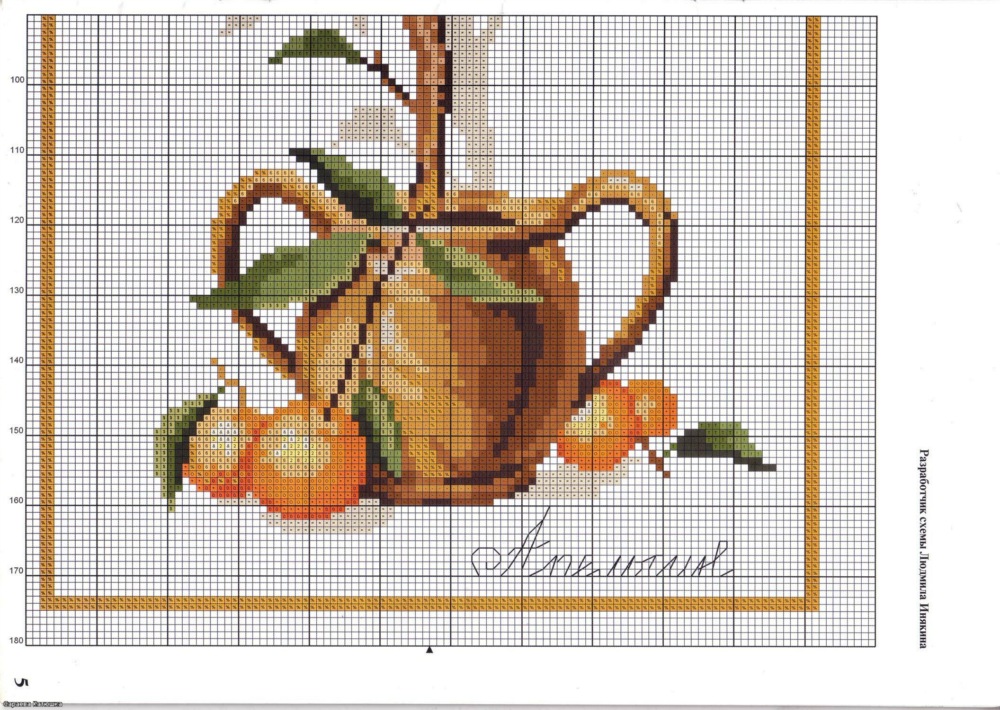 Orange tree cross stitch pattern (2)
