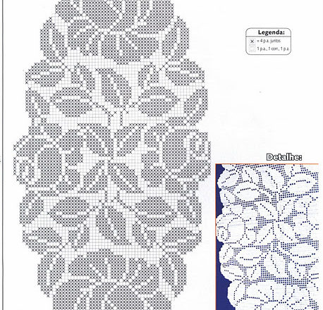 Oval doily filet big roses