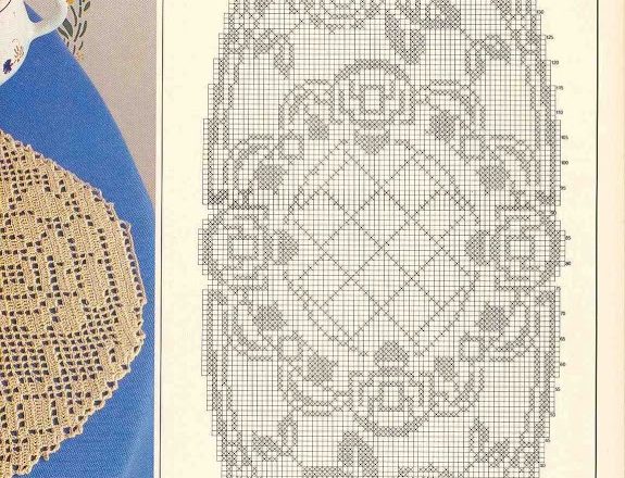 Oval doily filet rose