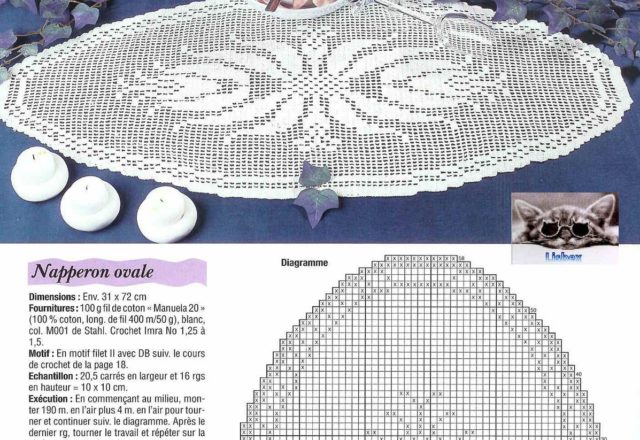 Oval doily filet simple roses