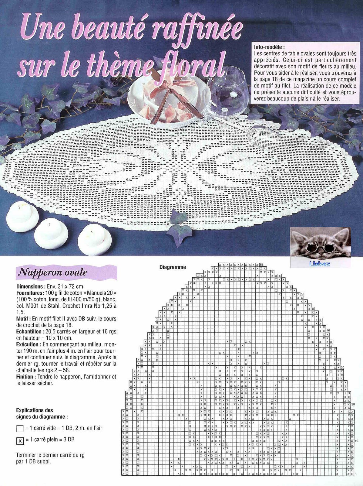 Oval doily filet simple roses