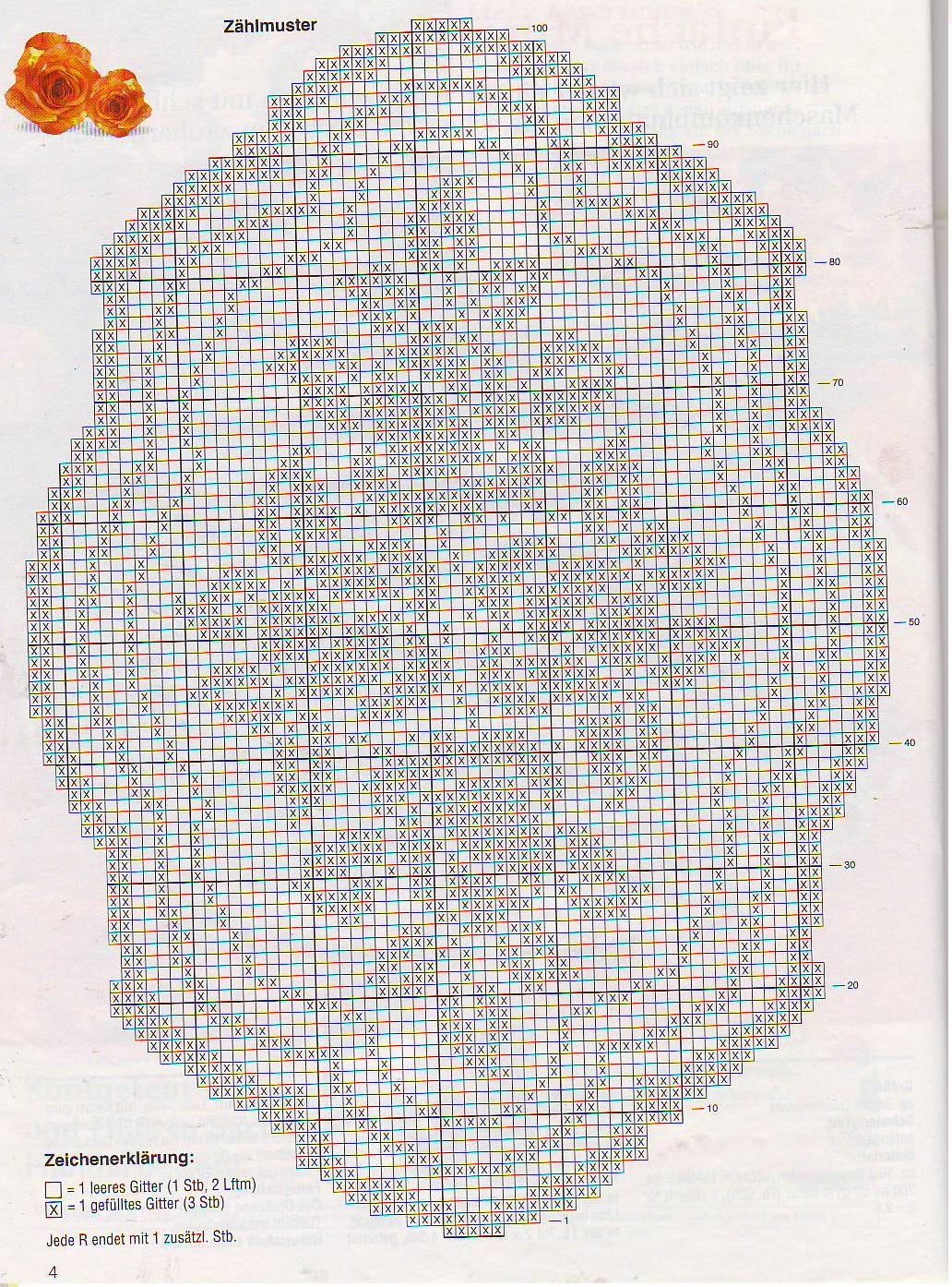 Oval doily filet with a branch of roses (2)
