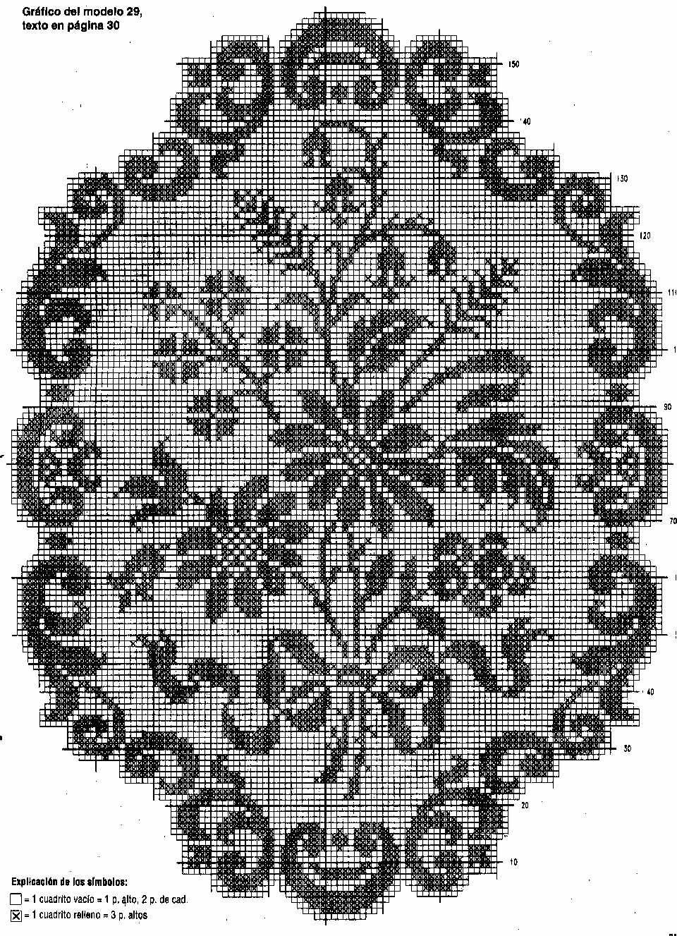 Oval doily filet worked with bouquet