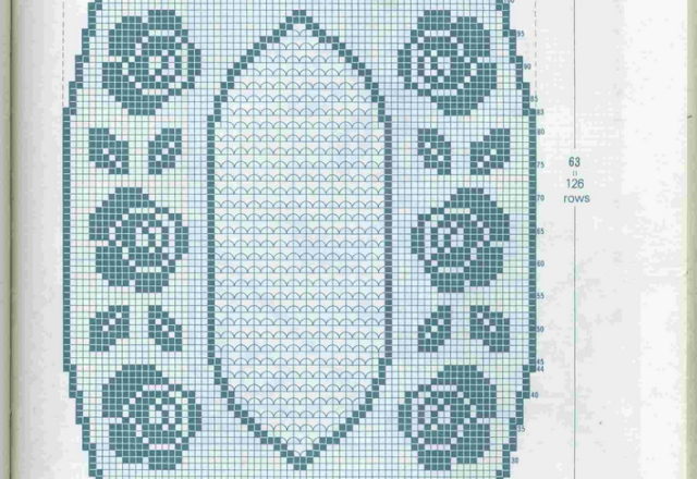 Oval doily with roses and filet tips (2)