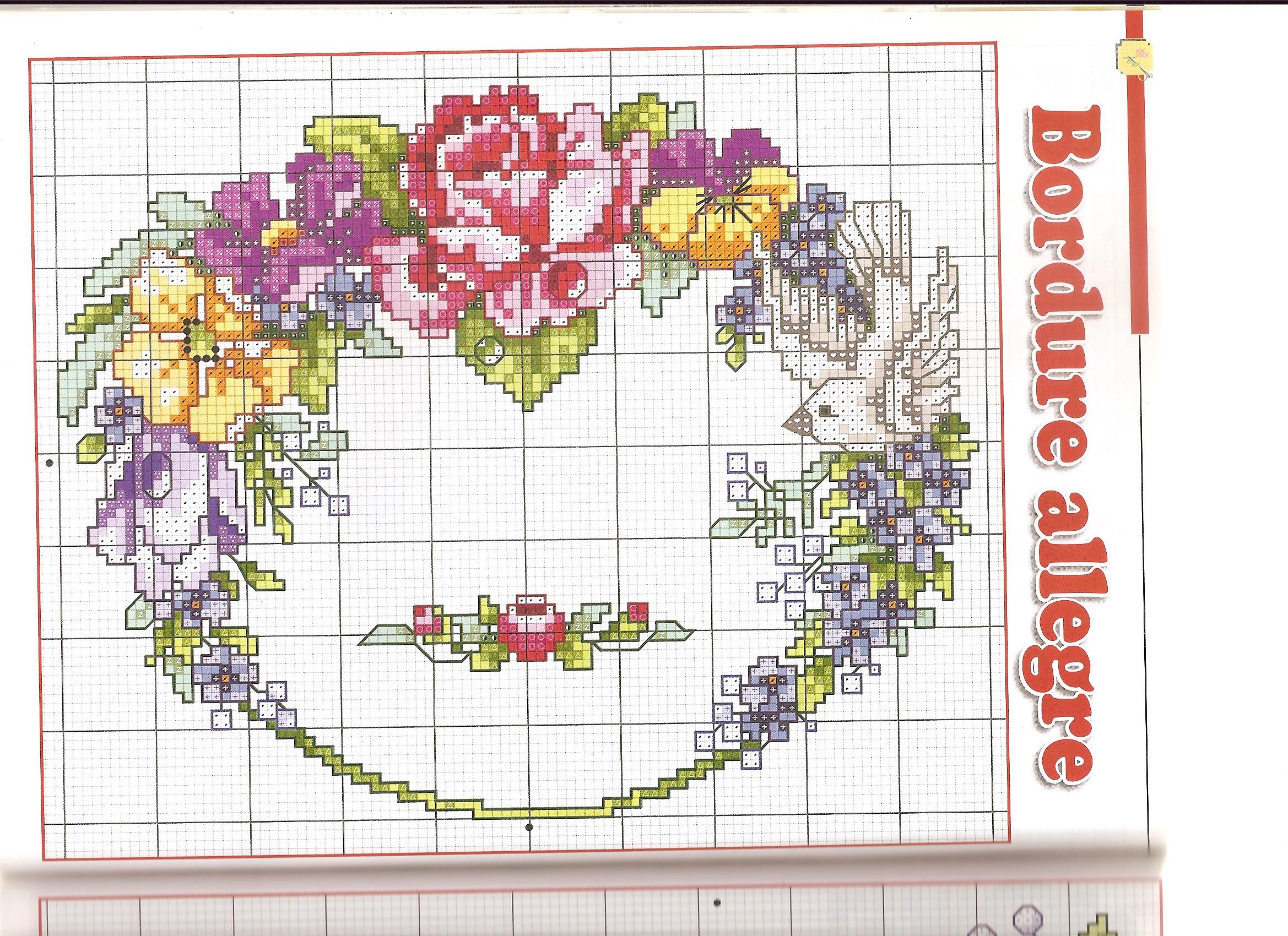 Oval garland of flower cross stitch pattern