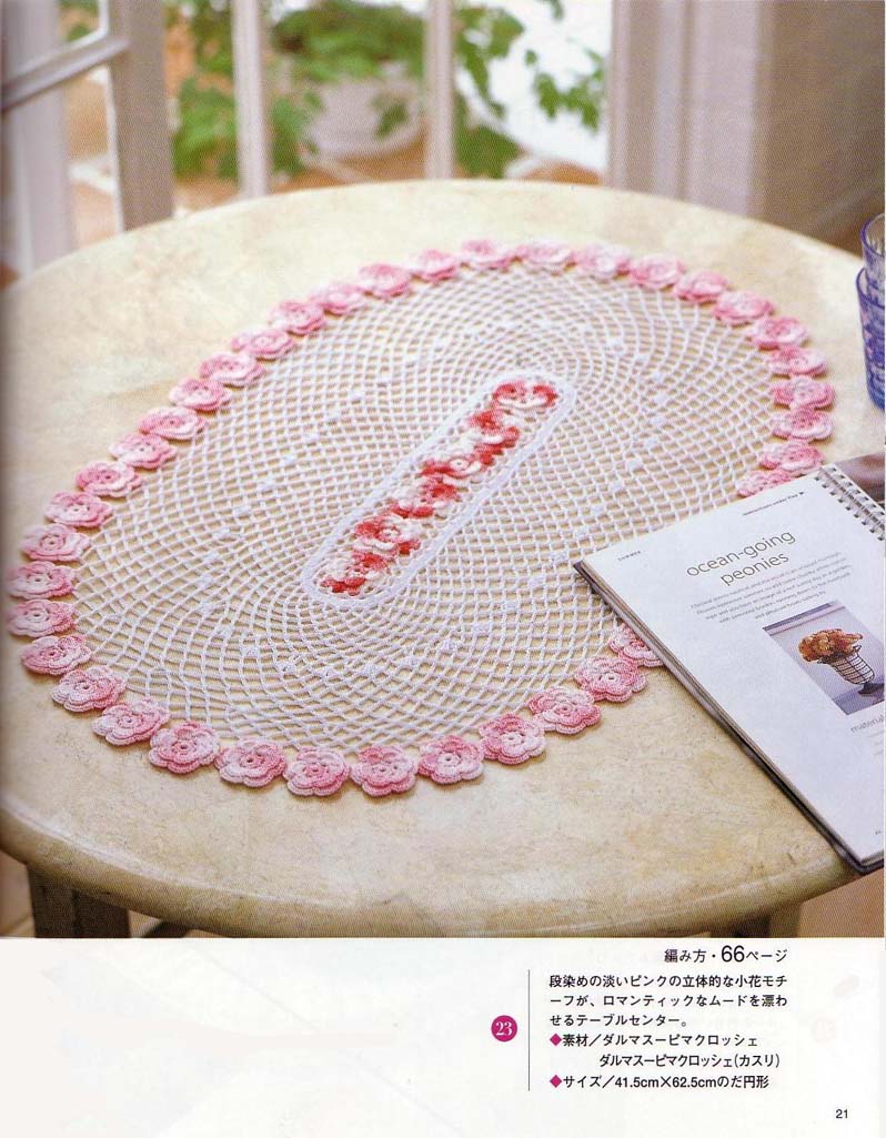 Oval roses crochet doily (1)