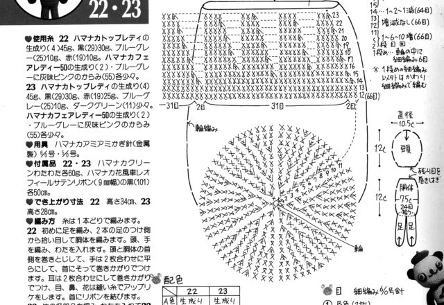 Panda with flower amigurumi pattern (2)